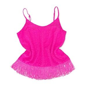 Lilly Pulitzer Hot Magenta Pink Fringe Naeem Tank Top Blouse Women’s Size XS